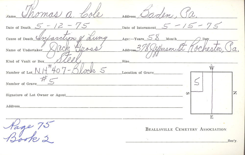 burial card